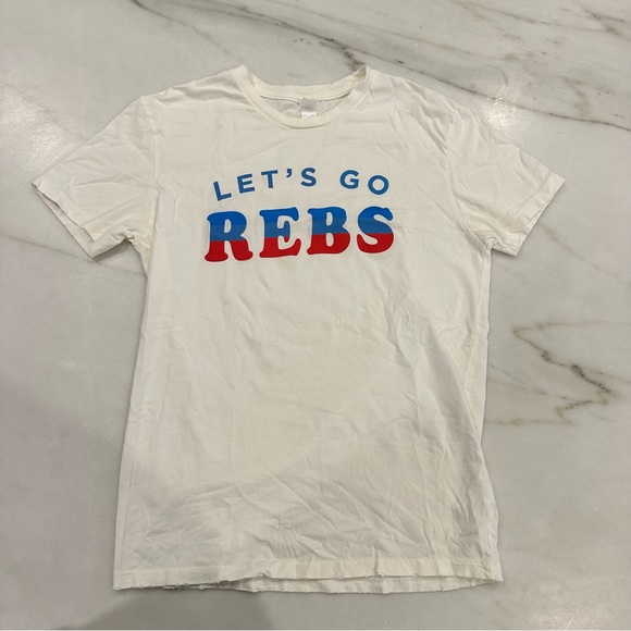 OLE MISS REBELS women’s size small distressed tshirt that’s Alys Let’s Go Rebs - Picture 6 of 7